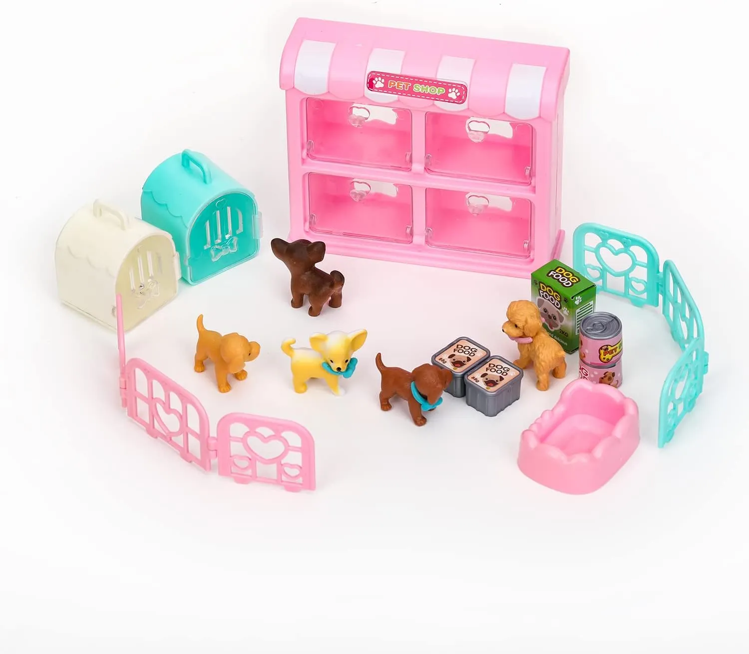 TQQFUN 32 PCS Dog Figures Pet Pretend Play Toys Educational Toy for Girls and Boys, Pet Pretend Play Toys, Realistic Detailed Pet Care Center Play Set, Puppy Toys for Boys and Gilrs.