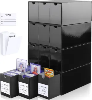 Trading Card Storage Box, 3-in-1 Cardboard Card Organizer Box with Dividers for Sports TCG/Magic/Mtg Baseball Card Collection