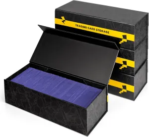 Trading Card Storage Box, 4 Pack Magnetic Cards Holder Case for Top Loader, Card Cases for Sports Cards, Game CardBoard Boxes for 800 Cards, 200 Top Loaders