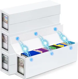 Trading Card Storage Box, Magnetic, Toploaders, White, Bulk Boxes for Tcg, Sports, Game, Basketball, Fits 850 Sports and 1200 Standard Cards-4 Pack