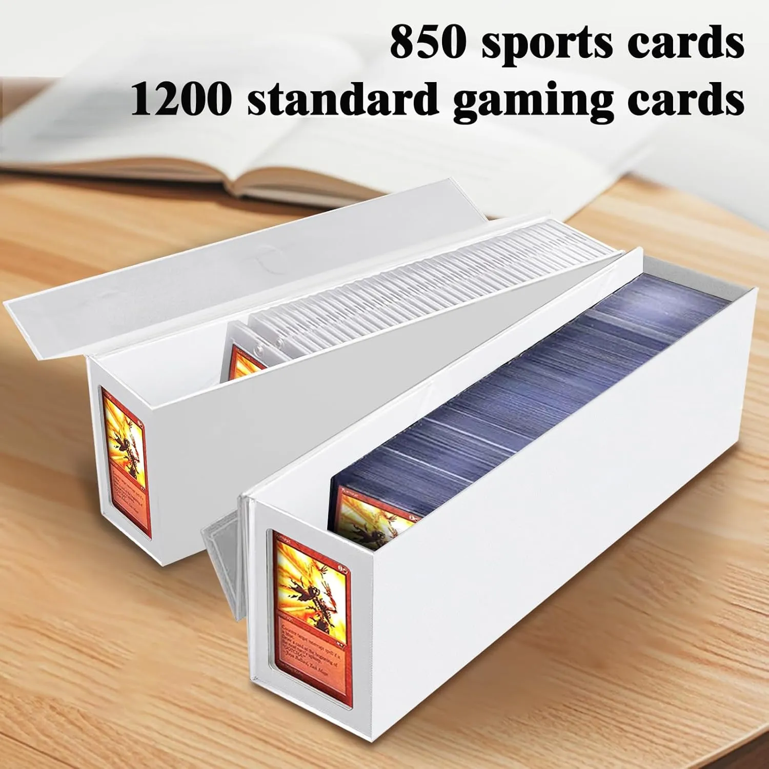Trading Card Storage Box, Magnetic, Toploaders, White, Bulk Boxes for Tcg, Sports, Game, Basketball, Fits 850 Sports and 1200 Standard Cards-4 Pack
