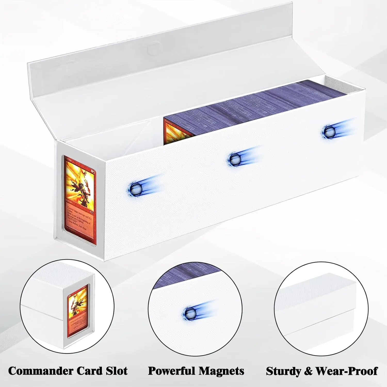 Trading Card Storage Box, Magnetic, Toploaders, White, Bulk Boxes for Tcg, Sports, Game, Basketball, Fits 850 Sports and 1200 Standard Cards-4 Pack