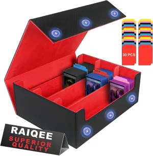 Trading Card Storage Box, Mtg Commander Deck,1800  Mtg Deck Box With 30dividers, 3 Rows Mtg Card Storage Fits For Magic Game, Tcg, Sport Cards (Red)