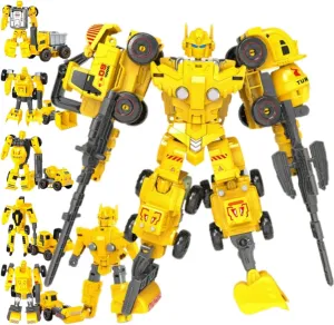 Transforming Robot Set, 6 in-1 Construction Car Toys for Kids, Science Kits, Outdoor DIY Transomer Robots Set Toys Birthday Gifts