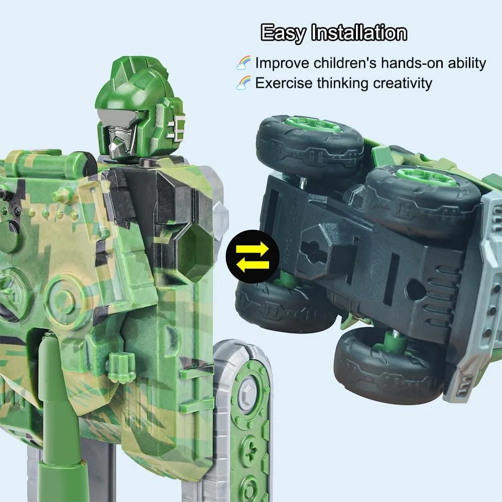 Transforming Robot Toys for Boys Military Team Deformation Action Figure 5 in 1 Educational STEM Toys for Toddler Christmas Birthday Gifts