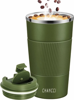 Travel Coffee Mug Spill Proof Leakproof 16 oz Insulated Coffee Mug with Screw Lid, Stainless Steel Vacuum Tumbler Reusable Thermal Coffee Cup to go for Hot and Cold Drinks -510ml,Dark Green