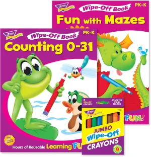 Trend Enterprises Counting & Mazes Reusable Books & Crayons