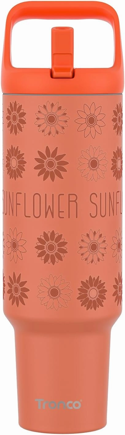 Tronco 50 oz Tumbler with Handle and Straw, Leak-Proof Insulated Tumbler with Flip Straw and Top Handle, Reusable Insulated Cup Water Bottle for Home, Outdoors, Fits in Cup Holder, Cold for 30 Hours