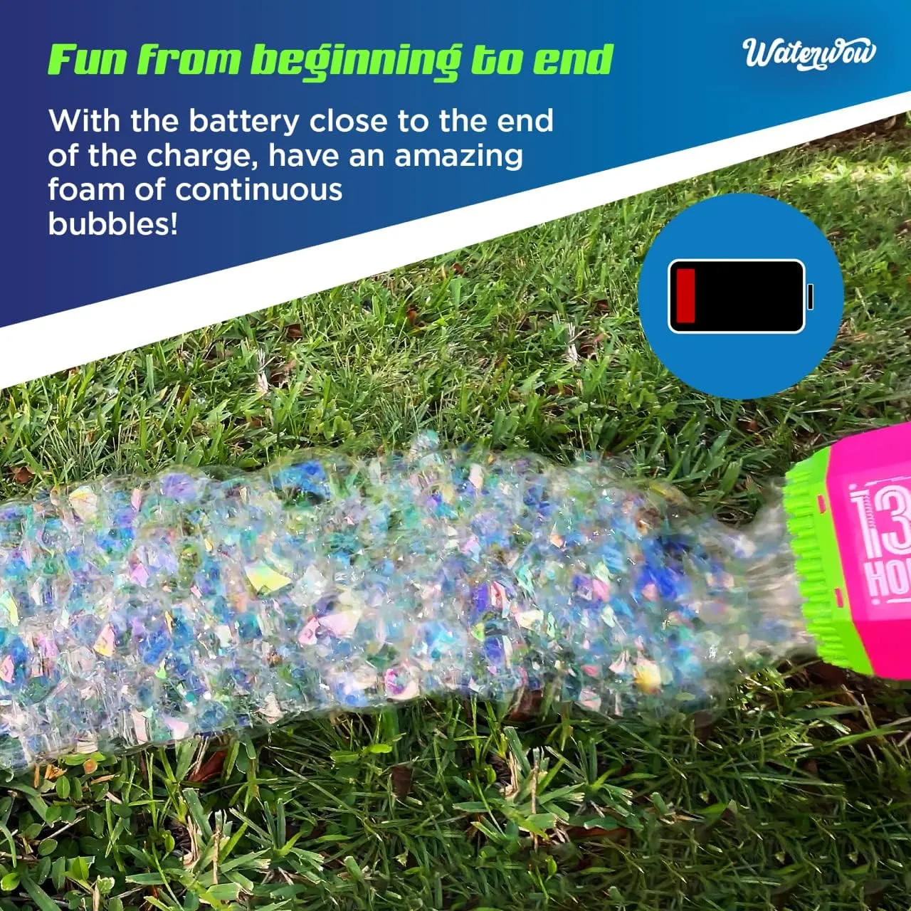 Turbo Bubble 132 Holes Bubble Machine Gun Toy for Kids with Liquid Solution and Colorful Light Up Effects, Birthday Party and Summer Fun Outdoor Play, Gift for Boys and Girls, Blue Green