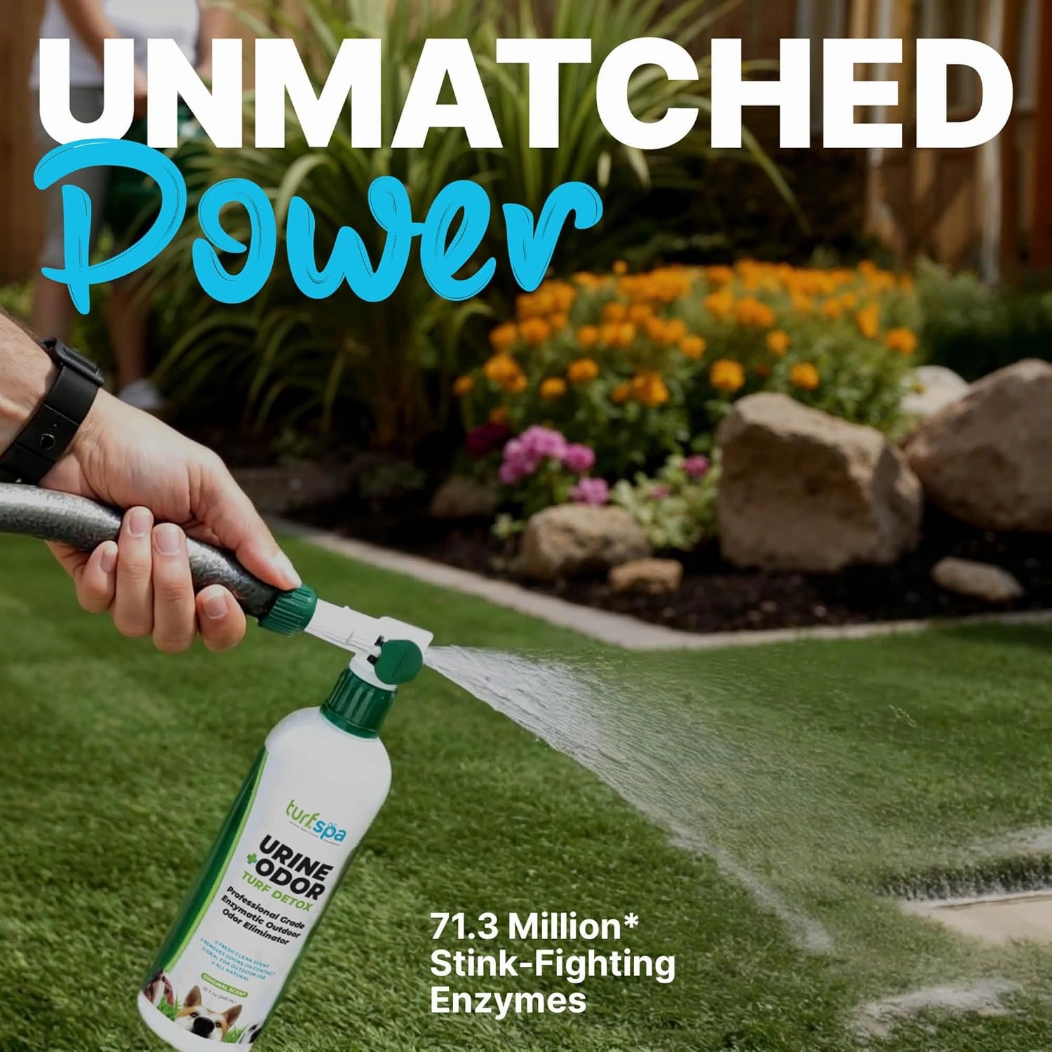 TurfSpa™ Urine & Odor Turf Detox, Pet Urine Odor Eliminator for Dogs, Ideal Pet Urine Enzyme Cleaner for Artificial Grass, Concrete, Rocks, Sod & Patios - 32 oz