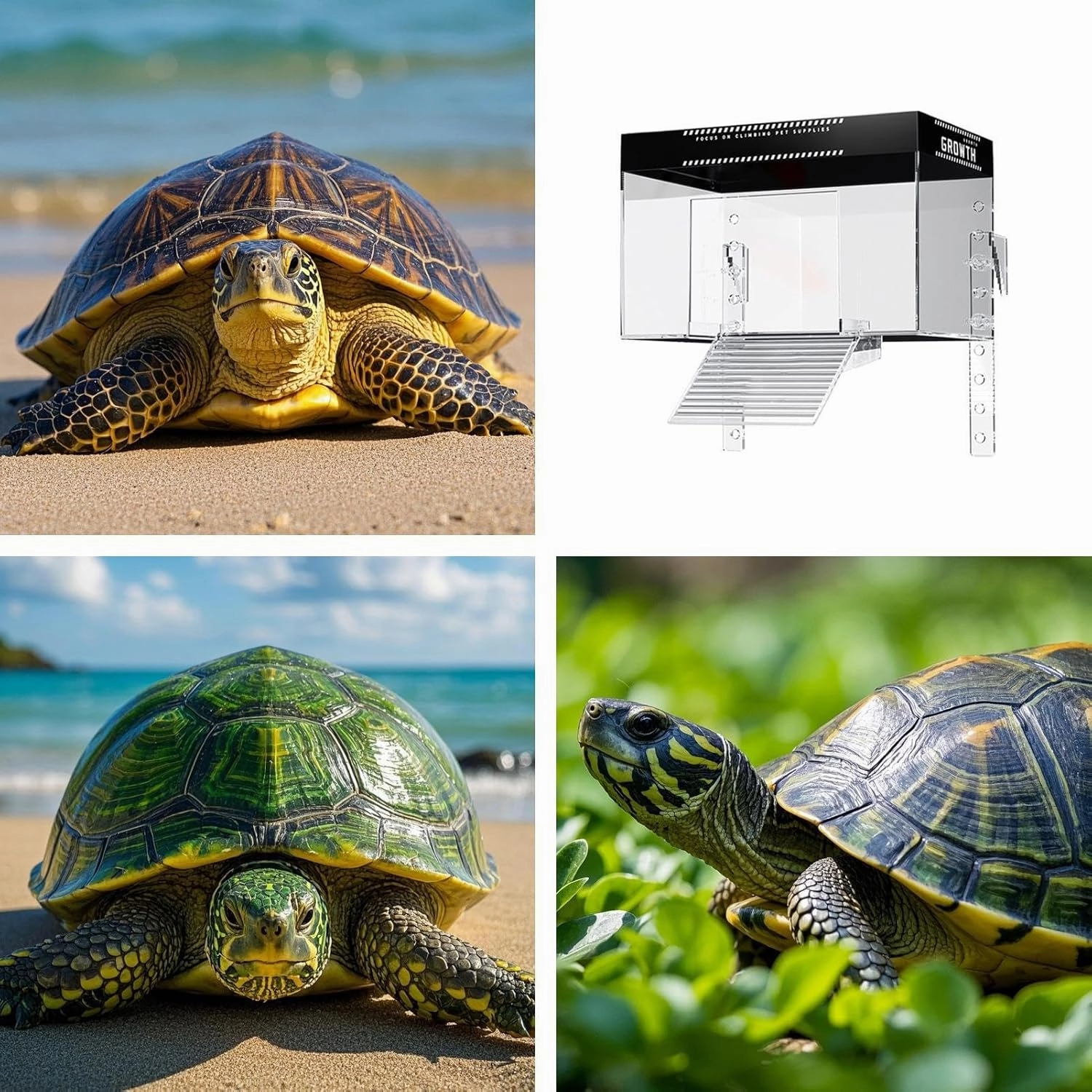 Turtle Basking Dock - Tortoise Sunning Shelf | Lidded Dock Pet Turtle Basking Area Over Tank, Animal Observation Anti-Slip Habitat Topper Aquatic Terrapin Enclosure Cage for Hotel, Balcony