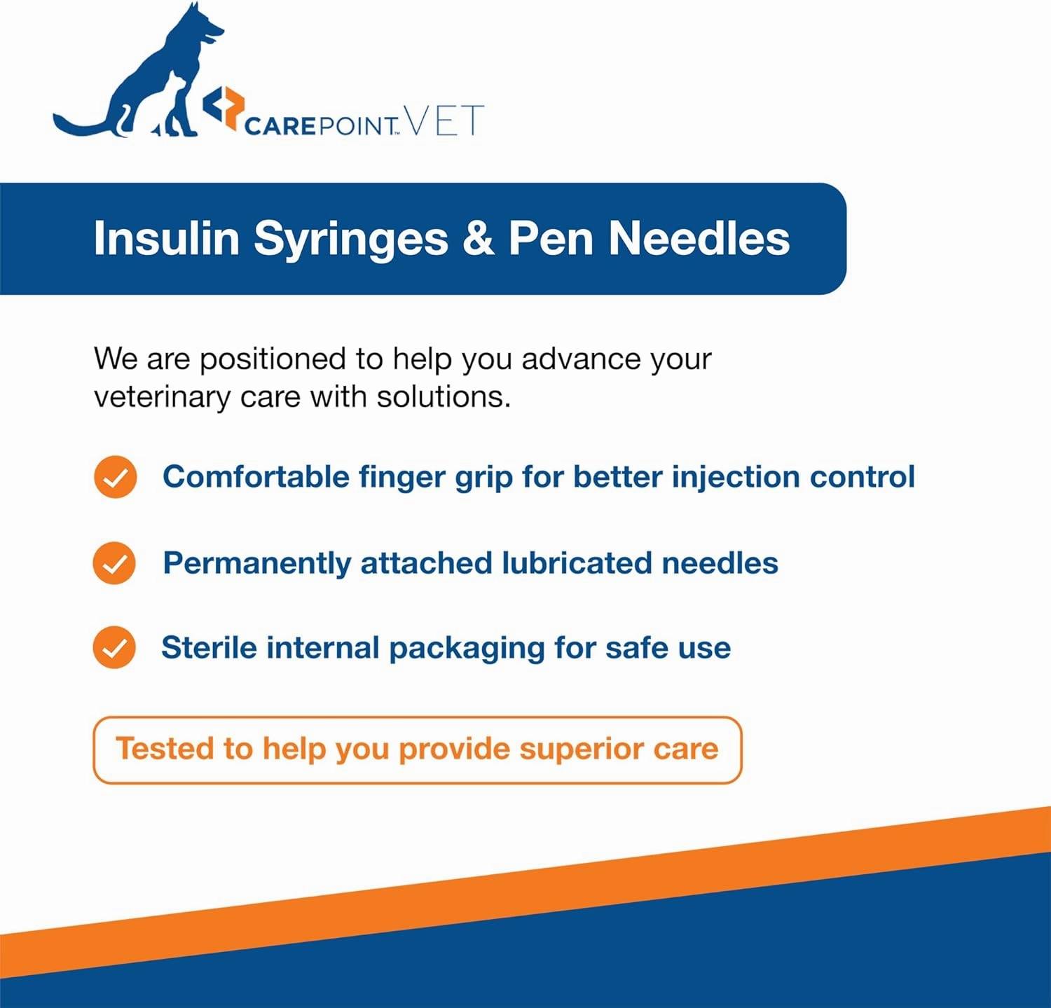 U-40 Pet Insulin Syringes, 29G x 1/2" 3/10cc, Comfortable Injection, Bold Permanent Markings for Accurate Dosage, Disposable, Box of 100