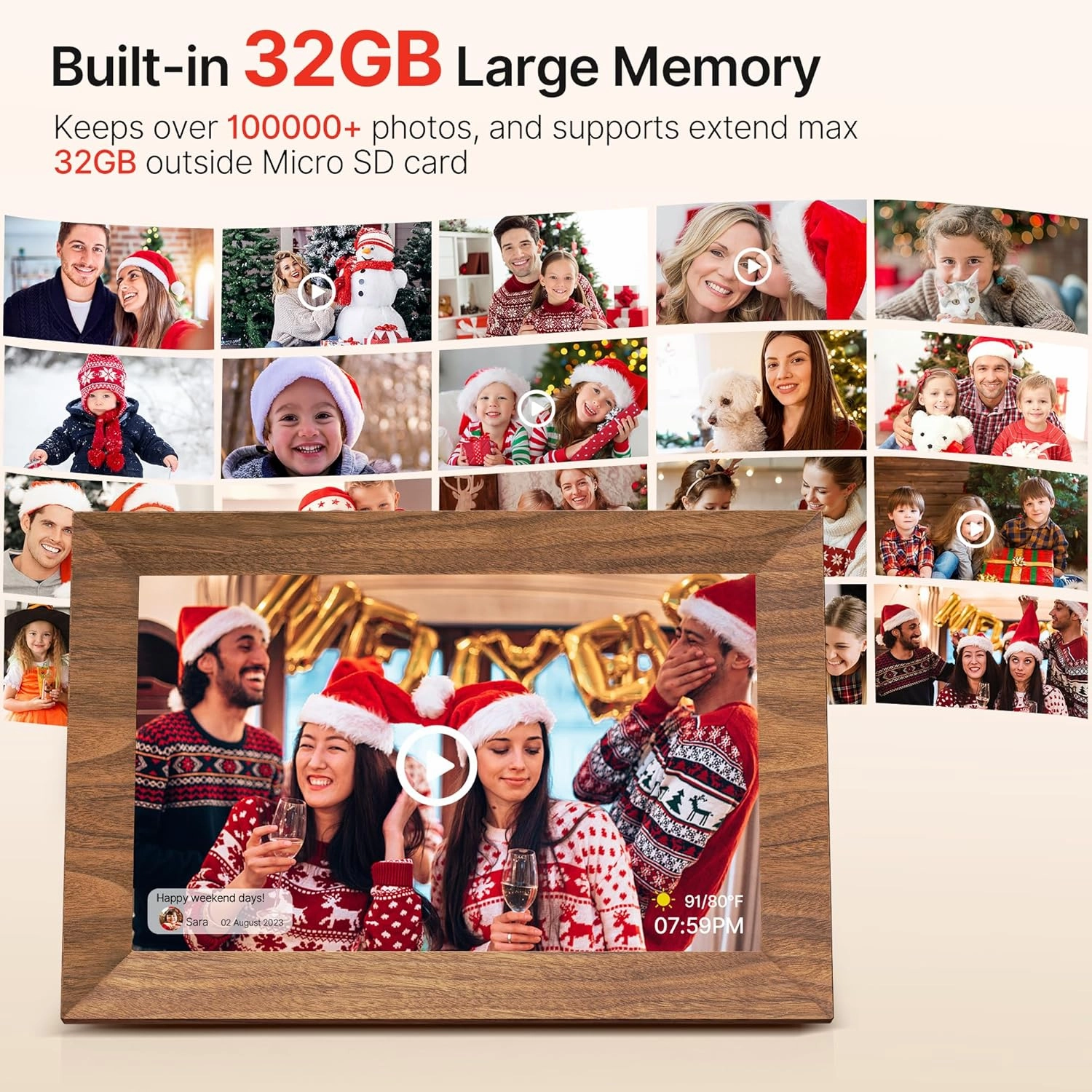 Uhale 2 Pack Digital Photo Frame 32GB Storage 10.1 Inch WiFi Electronic Picture Frame Desktop IPS Touch Screen HD Display SD Card Slot Auto-Rotate Slideshow Share Videos Photos Send Wishes Remotely