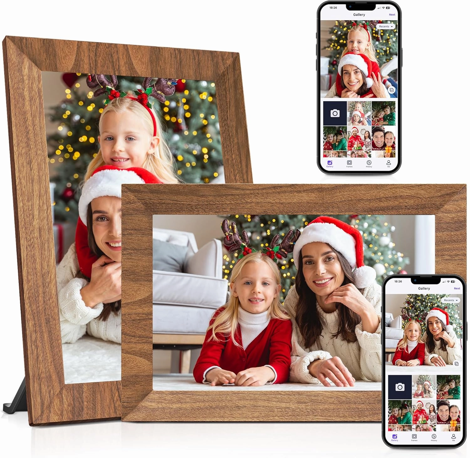 Uhale 2 Pack Digital Photo Frame 32GB Storage 10.1 Inch WiFi Electronic Picture Frame Desktop IPS Touch Screen HD Display SD Card Slot Auto-Rotate Slideshow Share Videos Photos Send Wishes Remotely