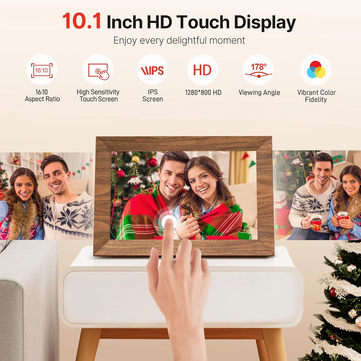 Uhale 2 Pack Digital Photo Frame 32GB Storage 10.1 Inch WiFi Electronic Picture Frame Desktop IPS Touch Screen HD Display SD Card Slot Auto-Rotate Slideshow Share Videos Photos Send Wishes Remotely