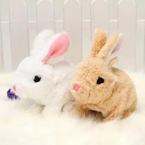 Upgrade My Realistic Bunny Toy, 2025 New Easter Plush Educational Interactive Bunnies Can Walk and Talk, Handmade Hopping Easter Realistic Bunny Toy for Kids (2PCS, No Carrot)