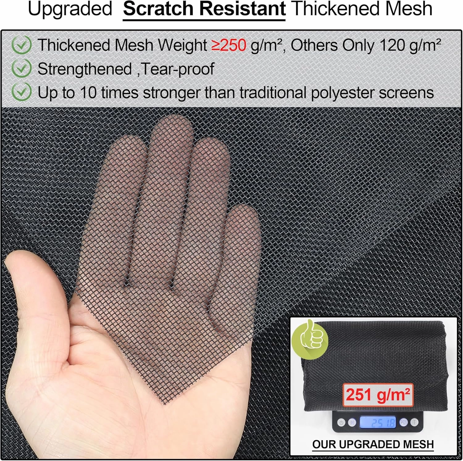 Upgraded Magnetic Screen Door Thicker 250g/㎡ Reinforced Mesh,36 Longer Magnets,Door Screen Magnetic Closure for Single Door,Retractable Mosquito Net for Door,Fit Doors to 38x82 Inch,Black
