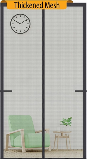 Upgraded Magnetic Screen Door Thicker 250g/㎡ Reinforced Mesh,36 Longer Magnets,Door Screen Magnetic Closure for Single Door,Retractable Mosquito Net for Door,Fit Doors to 38x82 Inch,Black