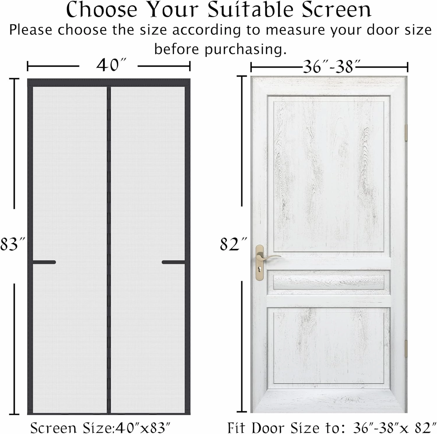 Upgraded Magnetic Screen Door Thicker 250g/㎡ Reinforced Mesh,36 Longer Magnets,Door Screen Magnetic Closure for Single Door,Retractable Mosquito Net for Door,Fit Doors to 38x82 Inch,Black