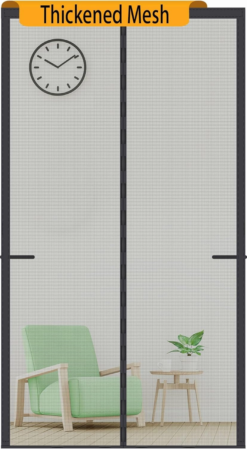Upgraded Magnetic Screen Door Thicker 250g/㎡ Reinforced Mesh,36 Longer Magnets,Door Screen Magnetic Closure for Single Door,Retractable Mosquito Net for Door,Fit Doors to 38x82 Inch,Black