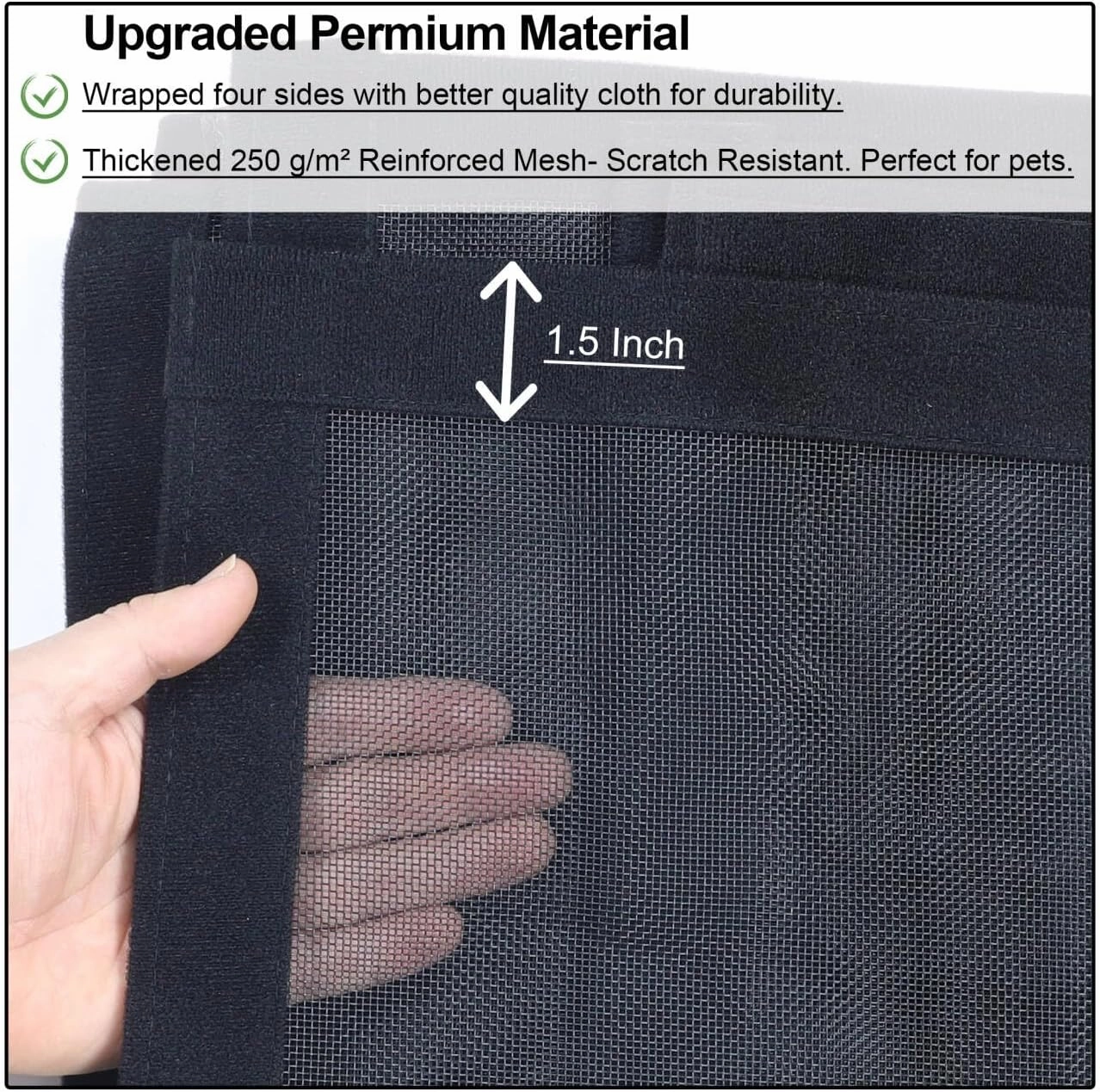 Upgraded Magnetic Screen Door Thicker 250g/㎡ Reinforced Mesh,36 Longer Magnets,Door Screen Magnetic Closure for Single Door,Retractable Mosquito Net for Door,Fit Doors to 38x82 Inch,Black