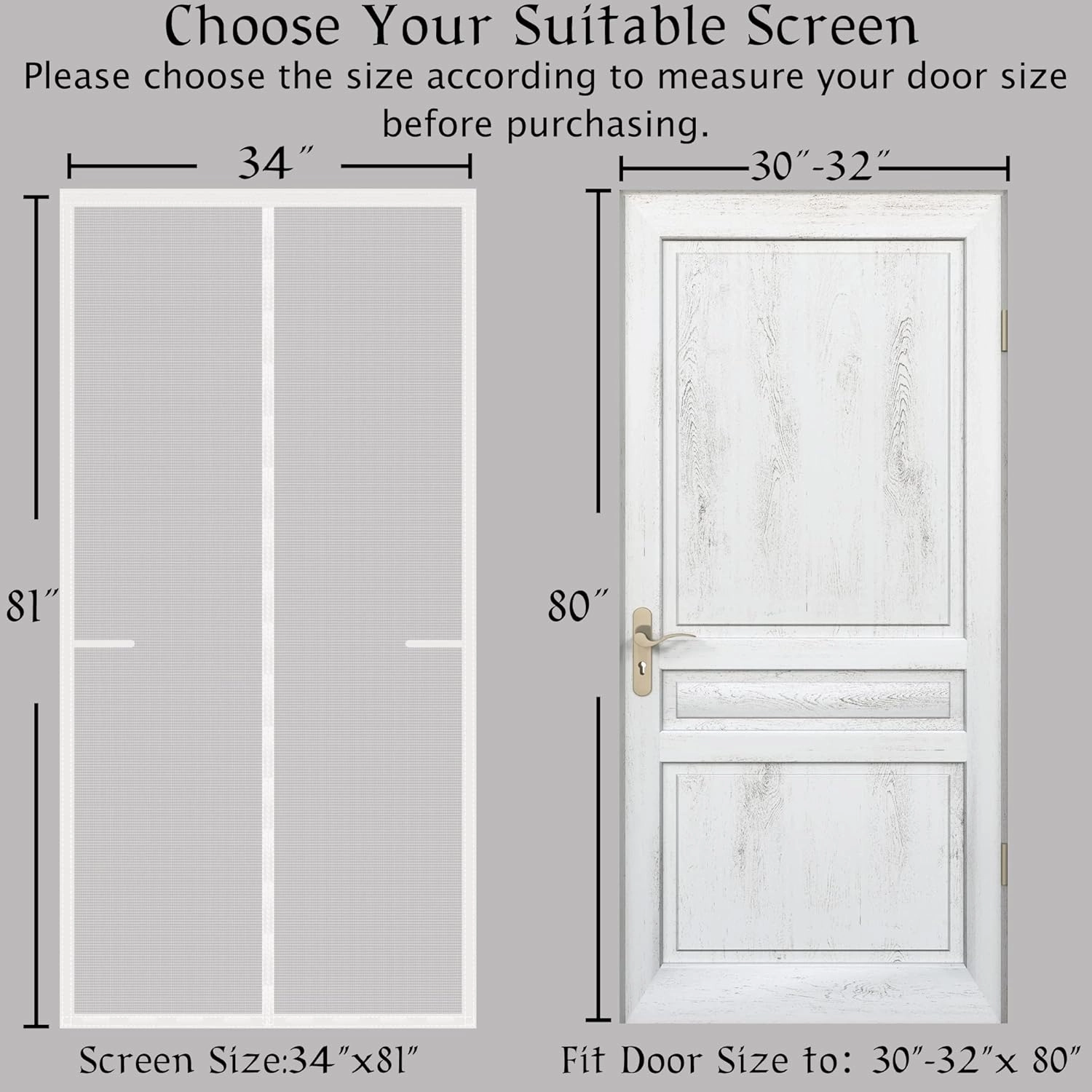 Upgraded Magnetic Screen Door Thicker Fiberglass Mesh,36 Longer Magnets,Screen Door Mesh Magnetic Closure for Single Door,Retractable Magnetic Door Screen,Fit Doors to 32x80 Inch White