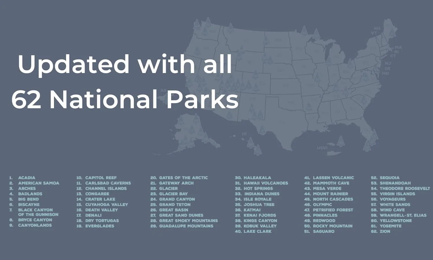 USA National Park Map (24 x 17 inch) - Educational National Park Poster of All 63 US National Parks – US Adventure Map Wall Art Gift
