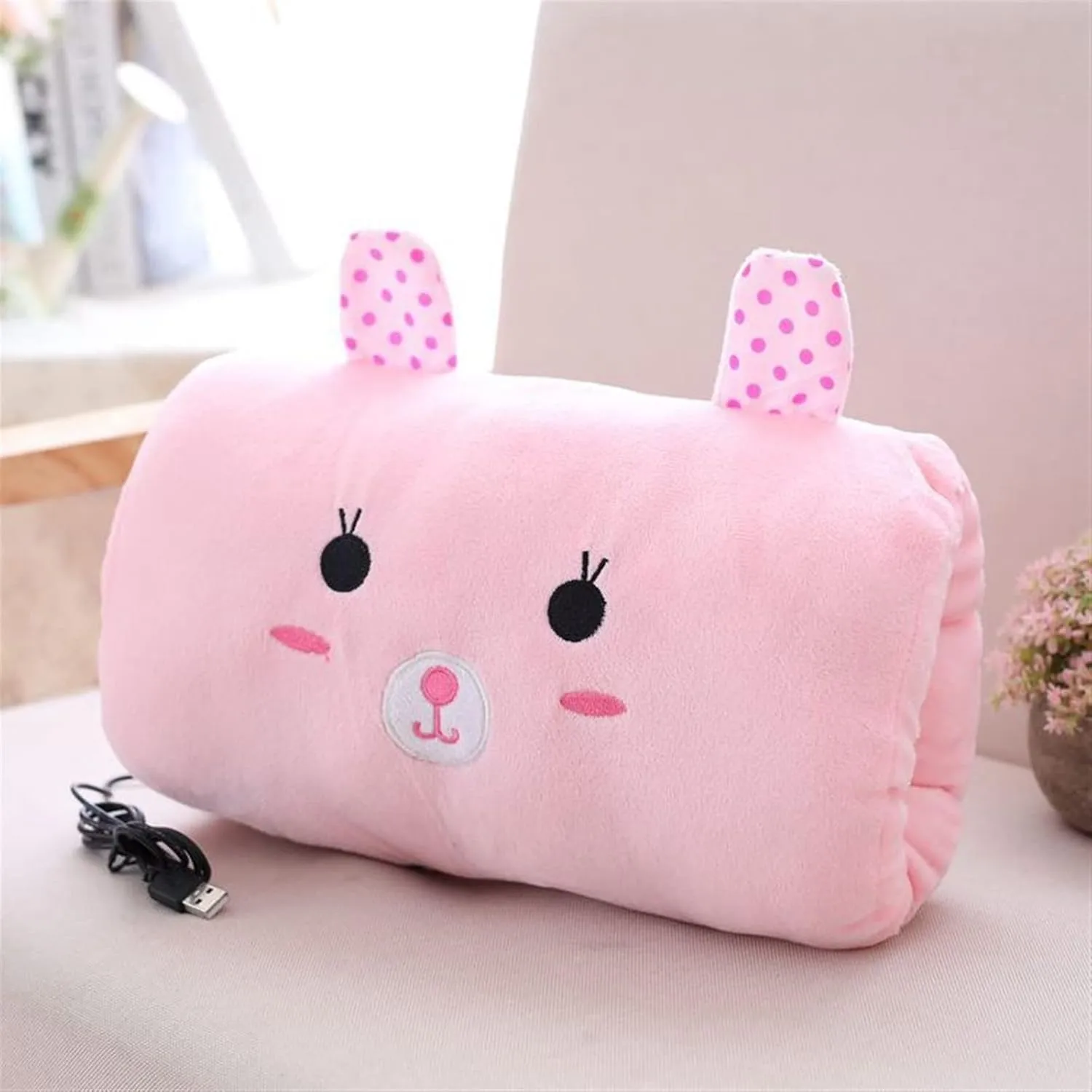 USB Electric Handbag Winter Warm Keeping Products Cute Cartoon Animal Warm Keeping Hand Cushion Plush Warm Keeping Hand Pillow (Color : Lavender)