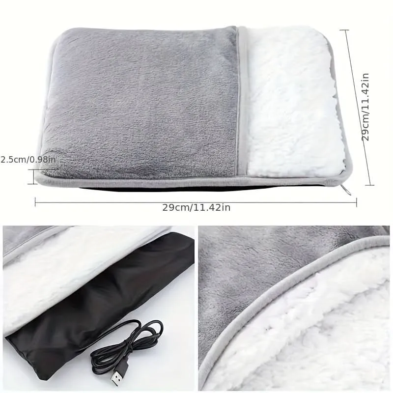 USB Heated Foot Warmer Slippers Pad
