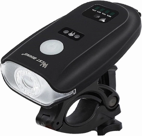 USB Rechargeable Bike Front 350LM High Visibility for Night Cycling with Wave Sensing System and Sensor - and Shockproof ABS Solar Plate Bike Lamp with Long Range and 4