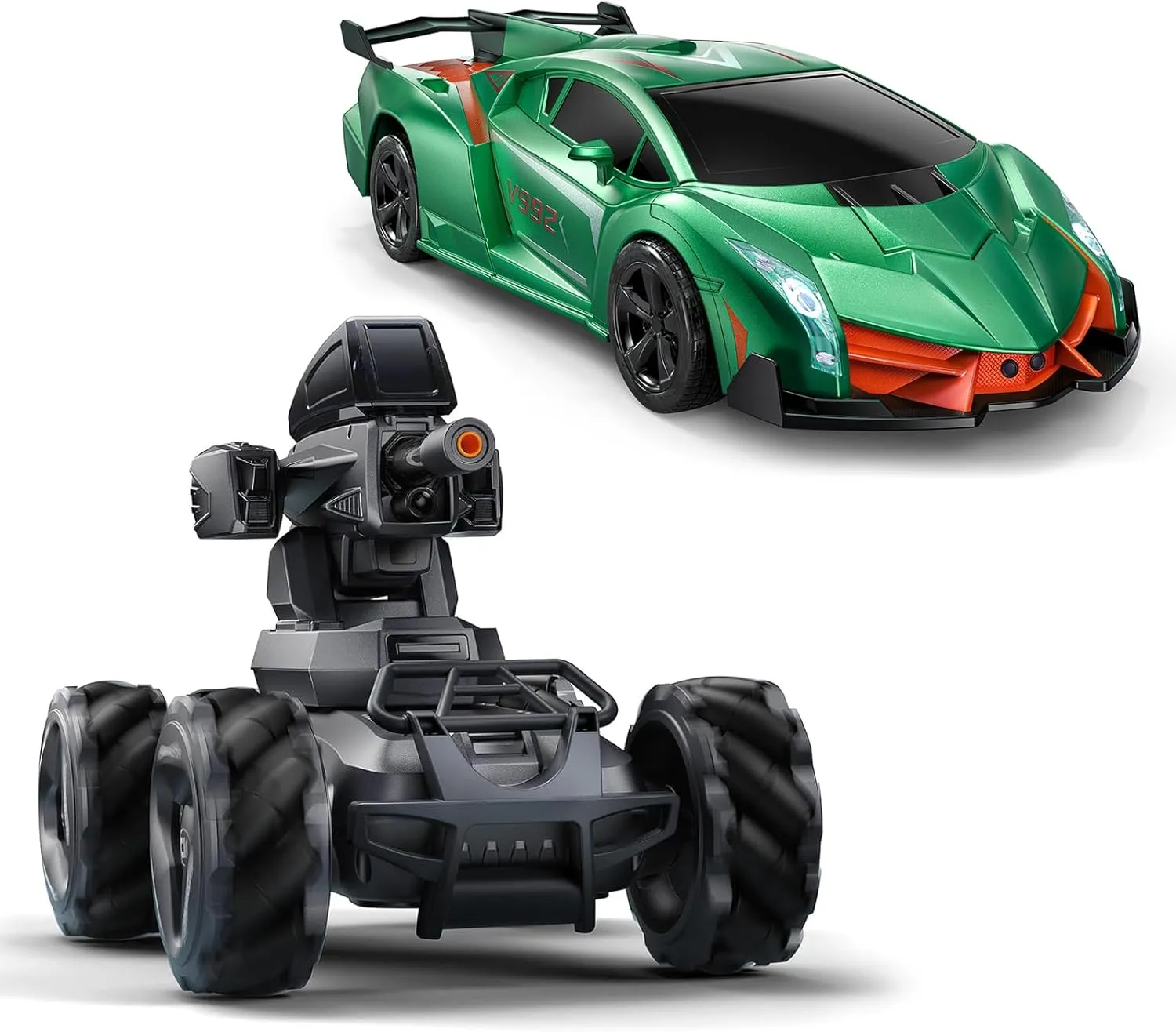 V992 1:14 Scale 2-in-1 Robot Toy with Gesture Sensing & V997 120 Min Playtime All Terrain Monster Truck - Educational Toys for Ages 8 