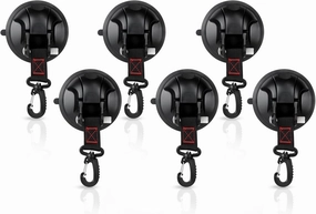 Vashly 6pc Upgraded Suction Cup Hooks, Heavy Duty Suction Cups with 360 Rotatable Hooks for Shower Wall, Car Awning, Boat, Camping, Window Glass