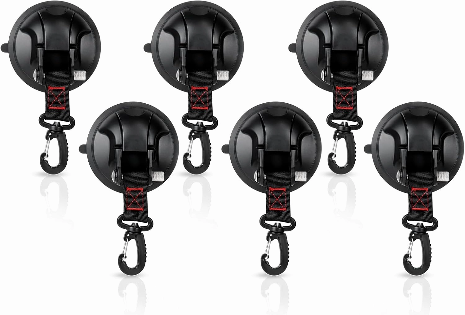Vashly 6pc Upgraded Suction Cup Hooks, Heavy Duty Suction Cups with 360 Rotatable Hooks for Shower Wall, Car Awning, Boat, Camping, Window Glass