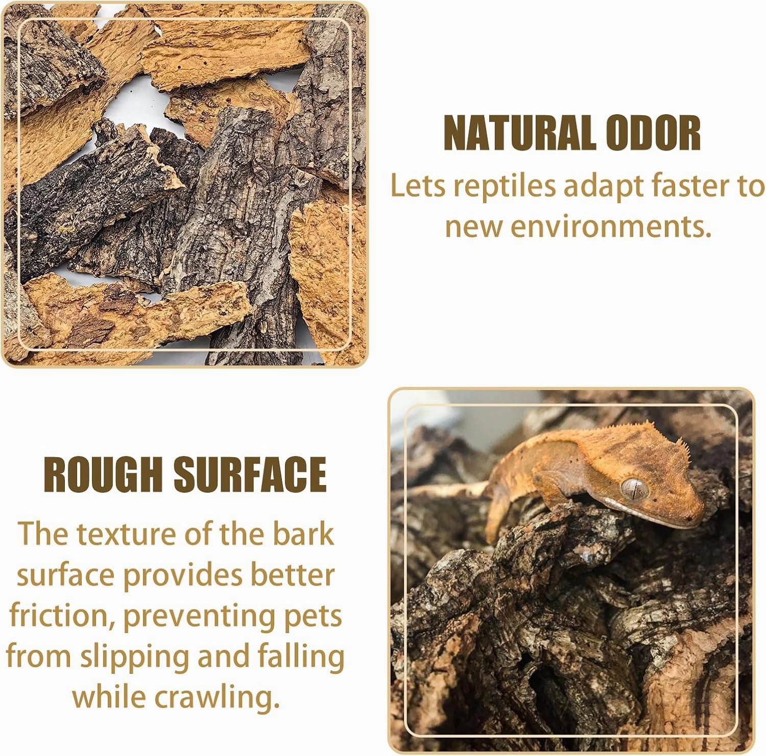 VCEPJH Reptile Bark Bedding,2 LB Natural Cork Bark for Reptiles Flat Cork Wood Terrarium Substrate Tank Supplies for Snake Spiders Bearded Dragons Hermit Crabs Geckos