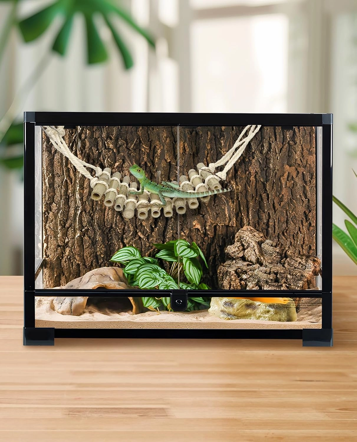 VCEPJH Reptile Bridge 2 Pack Leopard Gecko Climbing Ladder Bamboo Basking Lounger Reptile Tank Accessories for Hermit Crab Juvenile Bearded Dragon Chameleon Small Lizard Tree Frog and Turtle