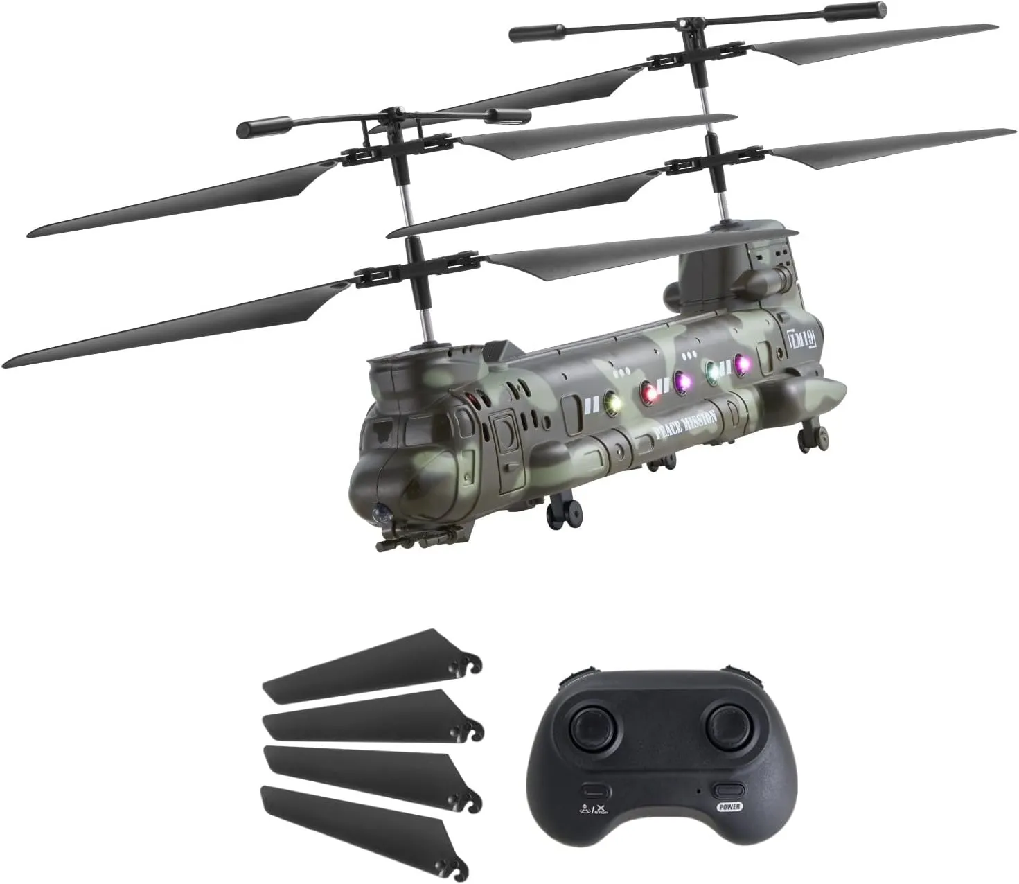 VEVOR RC Helicopter, 2.4GHz Military Remote Control Helicopter, 3.5 Channel RC Airplane for Kid, 20 Mins Flight Time, One-Key Takeoff/Landing & LED Lights, Flying Plane Toys for Kids Ages 8 and up