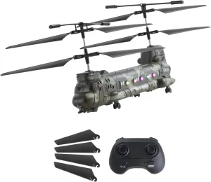 VEVOR RC Helicopter, 2.4GHz Military Remote Control Helicopter, 3.5 Channel RC Airplane for Kid, 20 Mins Flight Time, One-Key Takeoff/Landing & LED Lights, Flying Plane Toys for Kids Ages 8 and up