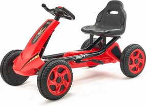 VEVOR Kids Pedal Go Kart, 4 Wheel Off-Road Pedal Go Cart Ride On Toy for Kids, Steering Wheel, Adjustable Seat, Non-Slip Big Wheels, Outdoor Racer Ride On Pedal Car for Boys & Girls Ages 3-8, Red