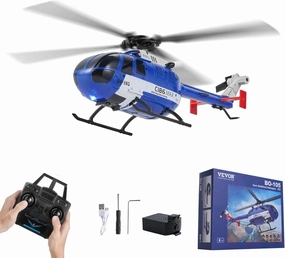 VEVOR RC Helicopter, 2.4GHz 4-Propeller Remote Control Helicopter with 6-Axis Gyro, 4-Channel RC Airplane for Beginner, LED Light & One-Key Takeoff/Landing, Plane Toys for Kids Ages 8 and up