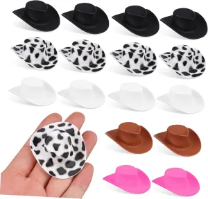 VICASKY 40pcs Mini Western Hats Cute Doll Dress up Accessories Tiny Plastic Cowgirl Hat Decor for Crafts Cake Decoration and Dollhouse Ornaments and