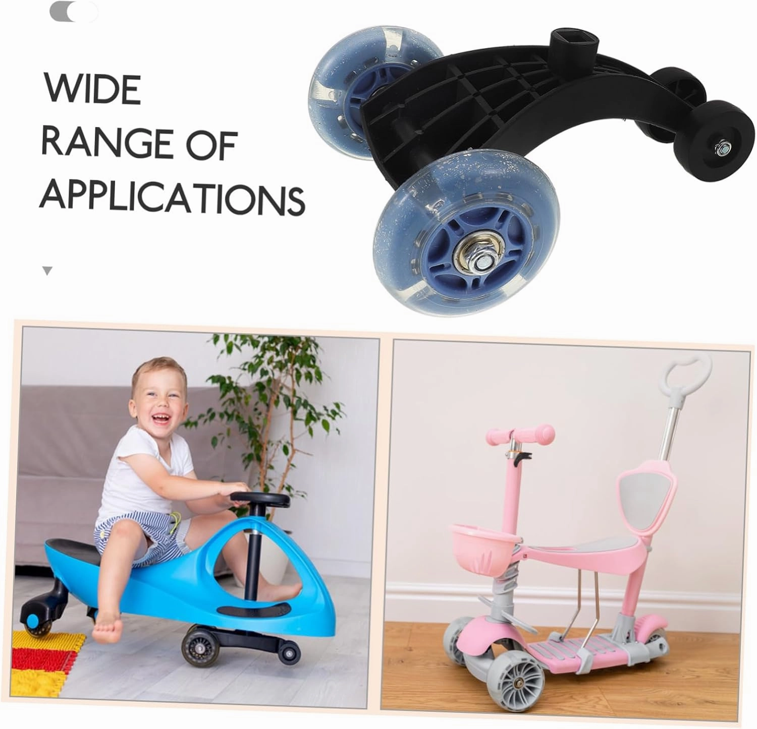 VICASKY 2pcs Kids Wiggle Car Wheel Accessory ,Front Swing Car Wheels w/Bearings Replacement Ride-On on Toy Parts No Batteries, Gears, or Pedals - Just Twist, Swivel, and Go