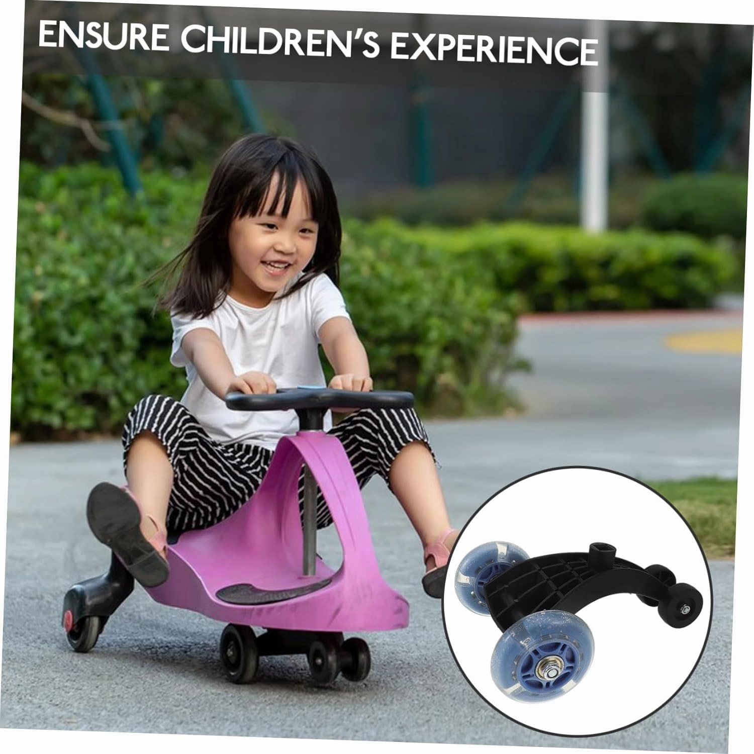 VICASKY 2pcs Kids Wiggle Car Wheel Accessory ,Front Swing Car Wheels w/Bearings Replacement Ride-On on Toy Parts No Batteries, Gears, or Pedals - Just Twist, Swivel, and Go