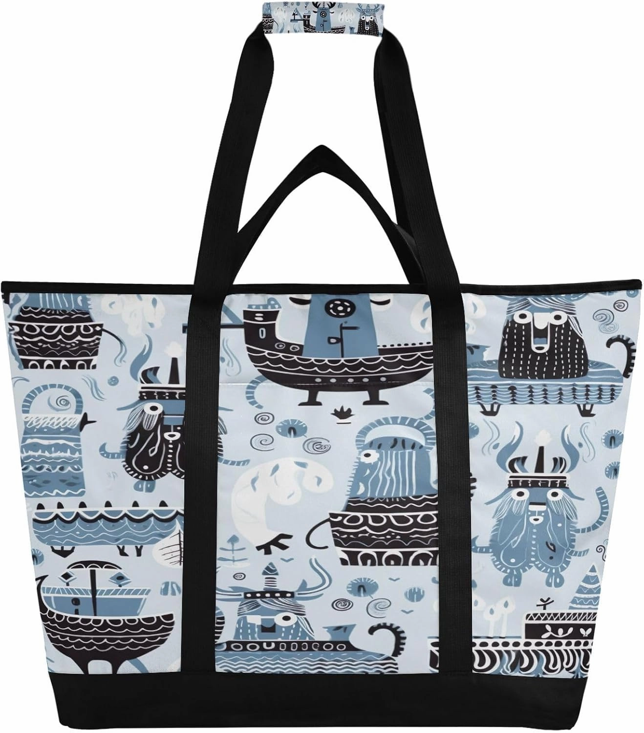 Vikings Ship Reusable Insulated Lunchbox Cooler Bag, Leakproof Kitchen Grocery Bag Collapsible Portable Cooler Tote Bag for Picnic, Camping, Office, Travel