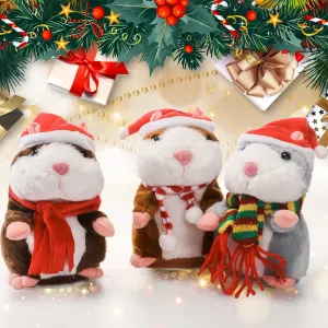 Vinsot 3 Pcs Talking Hamster, Christmas Interactive Stuffed Plush Animal Talking Toy Repeats What You Say Autism Sensory Hamster Toy for Boy Girl