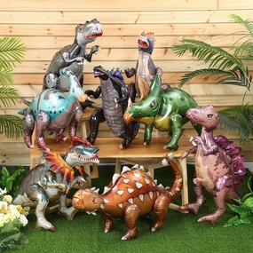Vinsot 8 Pack 39" Giant Inflatable Dinosaur Toy for Birthday Party Decorations 3D Dinosaur Balloons Self Standing Dino Aluminum Foil Balloons for Garden Jungle Party Gift Photo Prop Supplies(Classic)