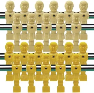 Vintage Old Style Solid Tan and Yellow Foosball Men Set of 22
