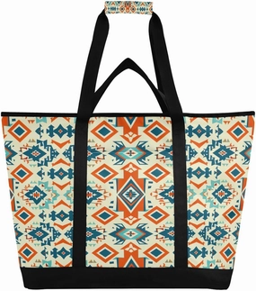Vintage Ethnic Print Reusable Insulated Lunchbox Cooler Bag, Leakproof Kitchen Grocery Bag Collapsible Portable Cooler Tote Bag for Picnic, Camping, Office, Travel