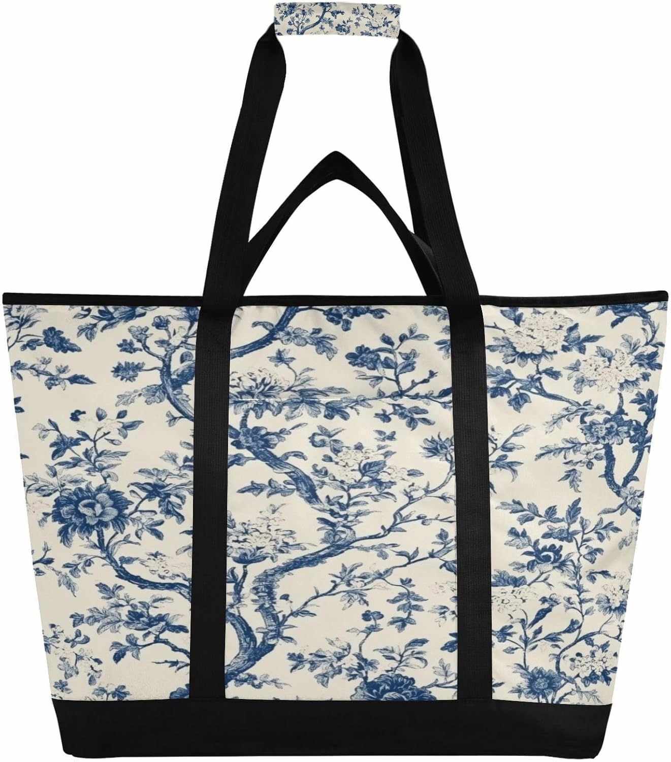 Vintage Flower Reusable Insulated Lunchbox Cooler Bag, Leakproof Kitchen Grocery Bag Collapsible Portable Cooler Tote Bag for Picnic, Camping, Office, Travel