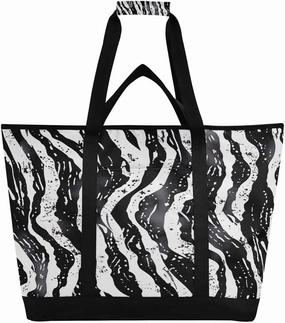 Vintage Zabra Print Reusable Insulated Lunchbox Cooler Bag, Leakproof Kitchen Grocery Bag Collapsible Portable Cooler Tote Bag for Picnic, Camping, Office, Travel