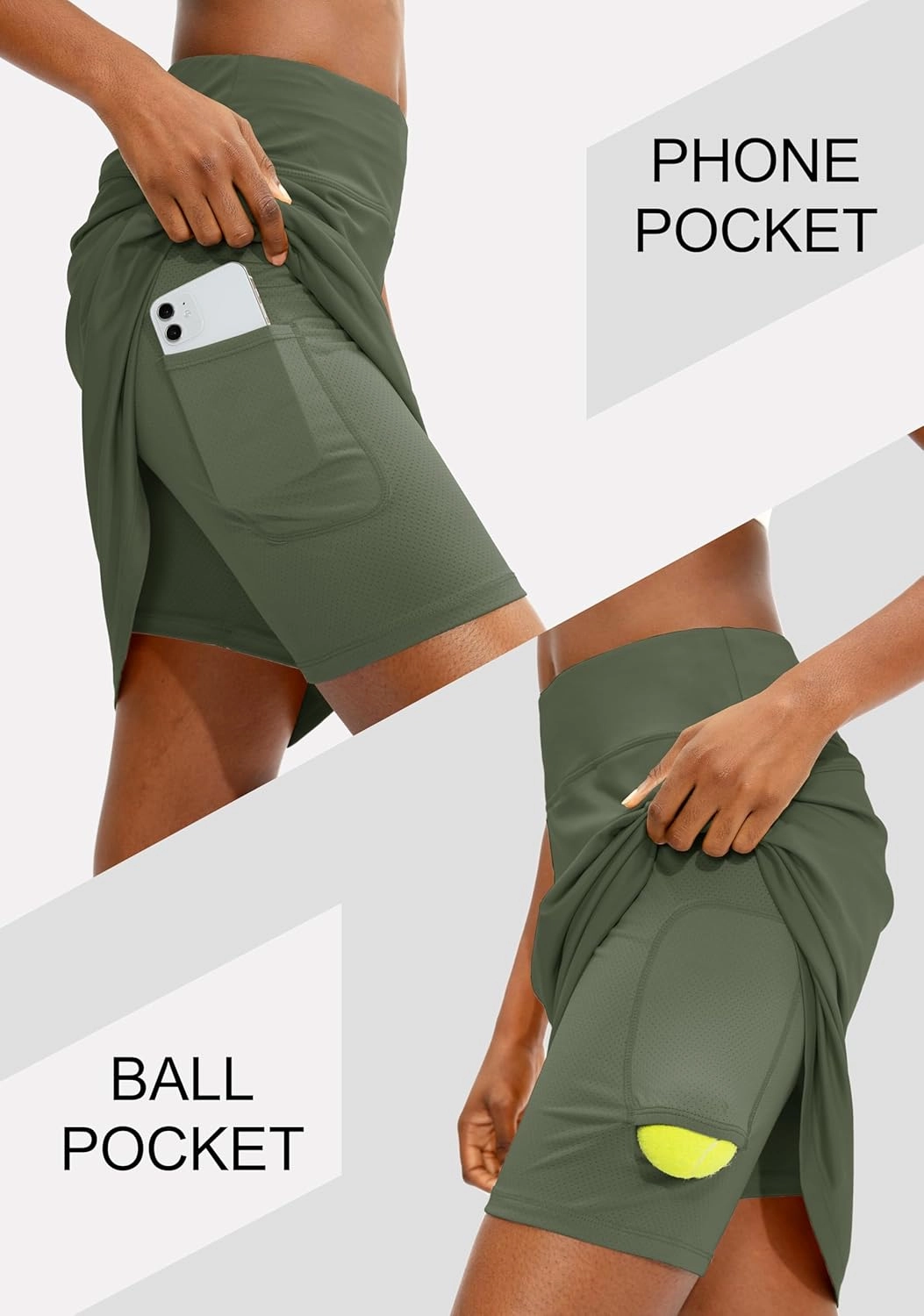 Viodia Women's 20" Knee Length Skorts Skirts UPF50  Athletic Tennis Golf Skirt for Women Casual Summer Skirts